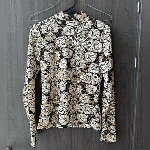 BUCKETLIST Black and Cream Floral Long Sleeve Top
